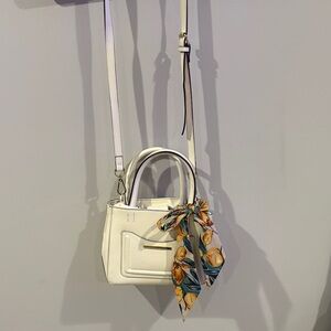 Steve Madden White Mini Bag with Floral Scarf